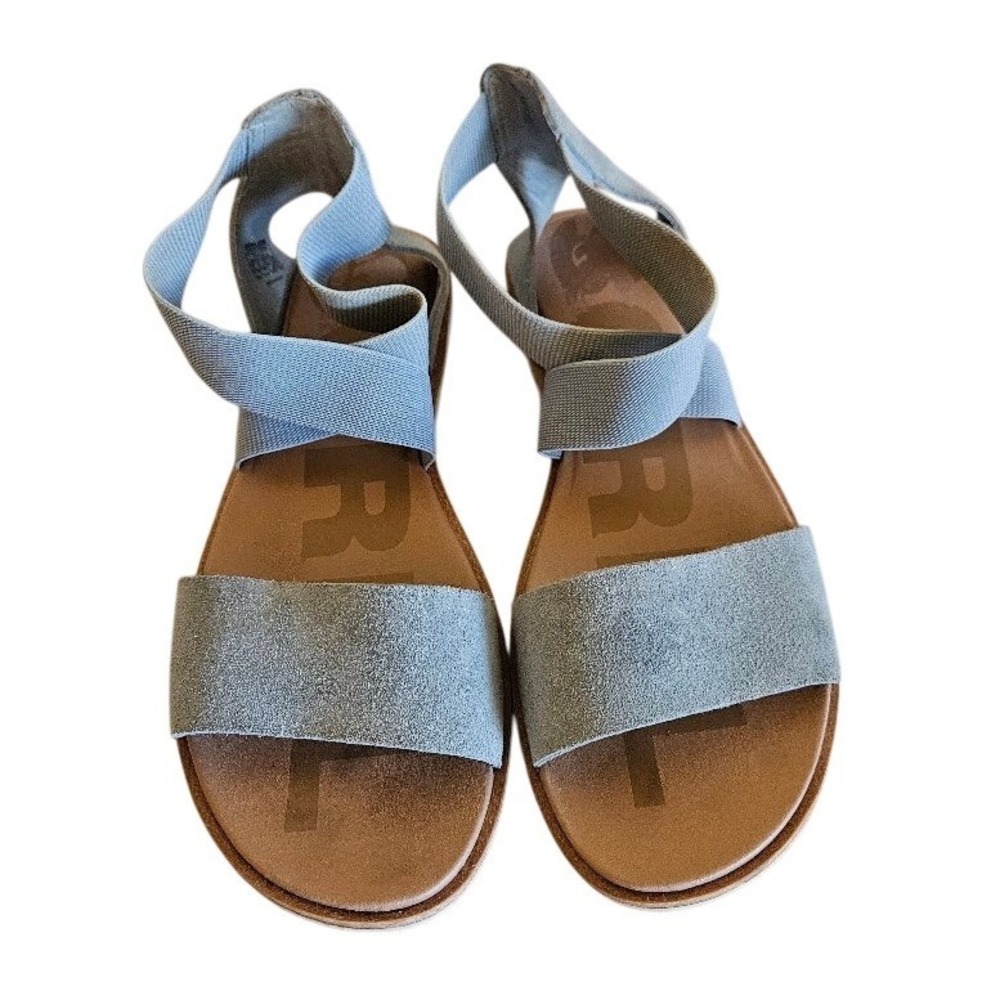 Sorel Ella Sandal Womens 9.5 Grey Suede Elastic Ankle Strap Flat